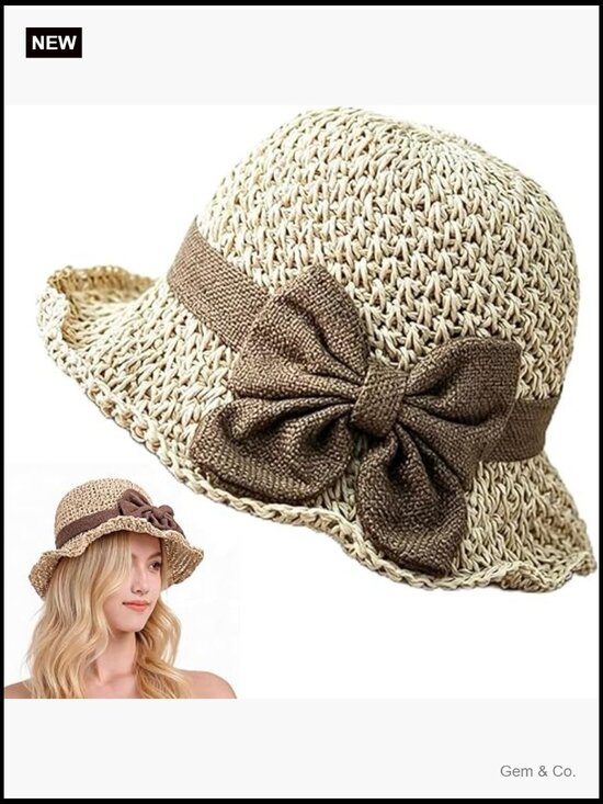 Elegant Woven Straw Sun Hat with Bow, Wide Brim Bucket, Foldable & Breathable main image 7